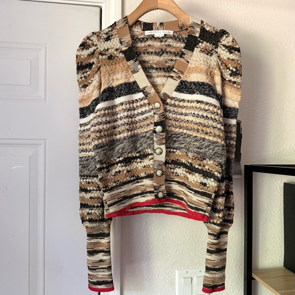 VERONICA BEARD multicolor chunky merino wool knit button up cardigan top sweater - Picture 1 of 6